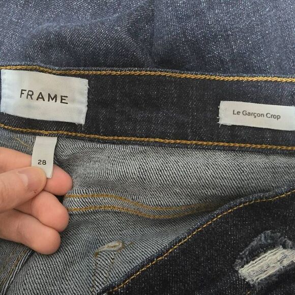 Frame Le Garçon Crop Convant Distressed Straight Leg Jeans - Picture 3 of 4